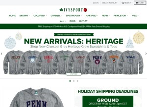 How ivysport.com looks like on a tablet such as an iPad.