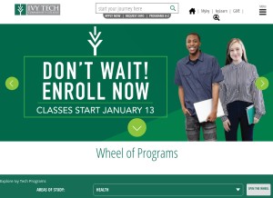 How ivytech.edu looks like on a tablet such as an iPad.