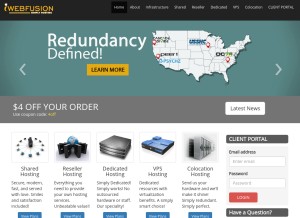 How iwebfusion.net looks like on a tablet such as an iPad.