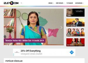 How izle7.com looks like on a tablet such as an iPad.