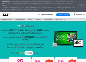 How izzi.mx looks like on a tablet such as an iPad.