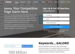 How jaaxy.com looks like on a tablet such as an iPad.