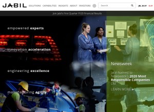 How jabil.com looks like on a tablet such as an iPad.