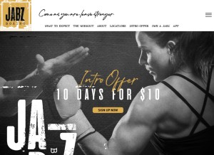 How jabzboxing.com looks like on a tablet such as an iPad.