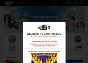 How jackpot.com looks like on a tablet such as an iPad.