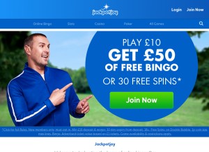 How jackpotjoy.com looks like on a tablet such as an iPad.