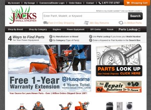How jackssmallengines.com looks like on a tablet such as an iPad.