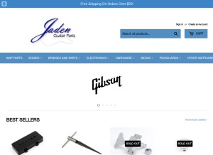 How jadenguitarparts.com looks like on a tablet such as an iPad.