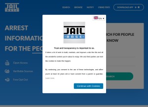 How jailbase.com looks like on a tablet such as an iPad.