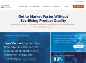 How jamasoftware.com looks like on a tablet such as an iPad.