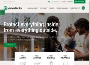How jameshardie.com looks like on a tablet such as an iPad.