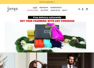 How jangofashion.com looks like on a tablet such as an iPad.