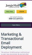 How jangomail.com looks like on a mobile device such as an iPhone.