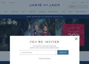 How janieandjack.com looks like on a tablet such as an iPad.
