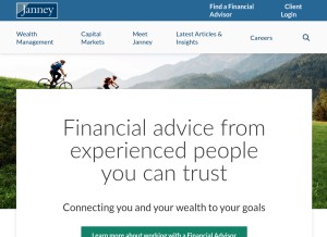 How janney.com looks like on a tablet such as an iPad.