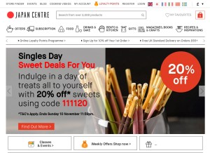 How japancentre.com looks like on a tablet such as an iPad.