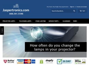 How jaspertronics.com looks like on a tablet such as an iPad.