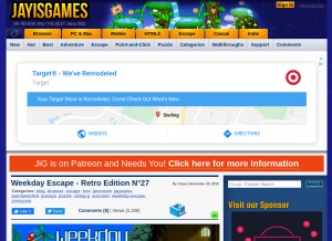 How jayisgames.com looks like on a tablet such as an iPad.
