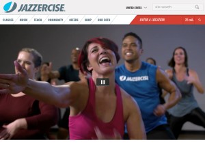 How jazzercise.com looks like on a tablet such as an iPad.