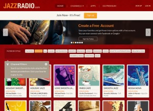 How jazzradio.com looks like on a tablet such as an iPad.
