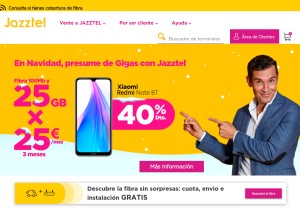 How jazztel.com looks like on a tablet such as an iPad.