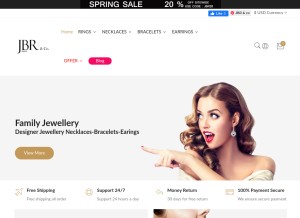 How jbrjeweler.com looks like on a tablet such as an iPad.