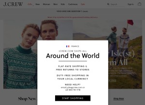How jcrew.com looks like on a tablet such as an iPad.