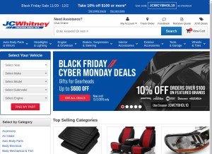 How jcwhitney.com looks like on a tablet such as an iPad.