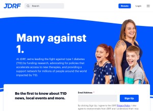 How jdrf.org looks like on a tablet such as an iPad.