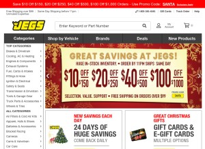 How jegs.com looks like on a tablet such as an iPad.