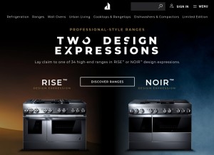 How jennair.com looks like on a tablet such as an iPad.