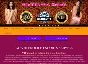 How jennifergoaescorts.com looks like on a tablet such as an iPad.