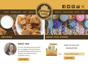 How jensfavoritecookies.com looks like on a tablet such as an iPad.