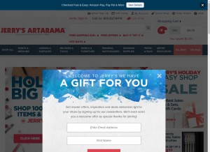 How jerrysartarama.com looks like on a tablet such as an iPad.