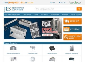 How jesrestaurantequipment.com looks like on a tablet such as an iPad.