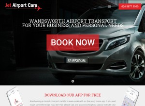 How jetairportcars.com looks like on a tablet such as an iPad.