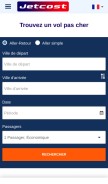 How jetcost.com looks like on a mobile device such as an iPhone.