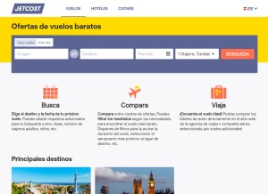 How jetcost.es looks like on a tablet such as an iPad.