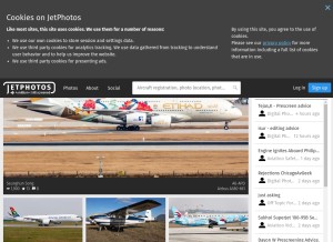 How jetphotos.com looks like on a tablet such as an iPad.