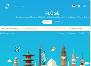 How jetradar.de looks like on a tablet such as an iPad.