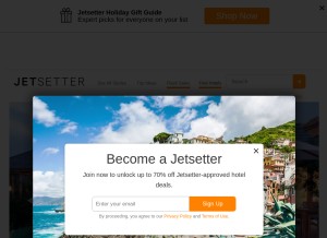 How jetsetter.com looks like on a tablet such as an iPad.