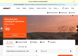 How jetstar.com looks like on a tablet such as an iPad.