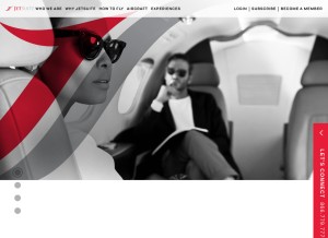 How jetsuite.com looks like on a tablet such as an iPad.