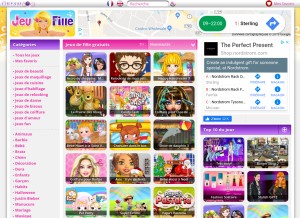 How jeu-fille.net looks like on a tablet such as an iPad.