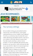 How jeu.fr looks like on a mobile device such as an iPhone.