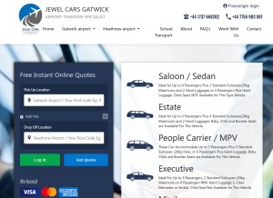 How jewelcars.co.uk looks like on a tablet such as an iPad.