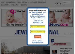 How jewishjournal.com looks like on a tablet such as an iPad.