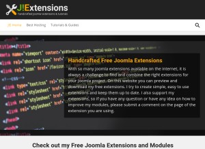 How jextensions.com looks like on a tablet such as an iPad.