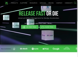 How jfrog.com looks like on a tablet such as an iPad.