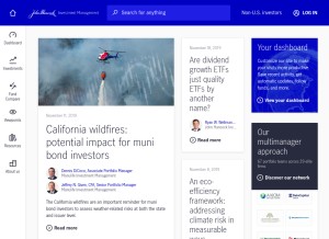 How jhinvestments.com looks like on a tablet such as an iPad.